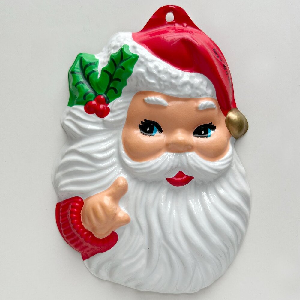 Vintage Santa Face Plastic Blow Mold Wall Hang